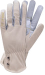 a pair of goatskin leather gloves with a focus on the back of the hand