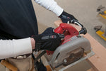 action show of the Mastersmith gloves (safely) using a circular saw