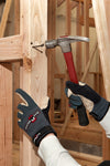 Nailbender gloves being used to build a frame up a room