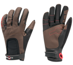 a pair of brown and black driving / automotive gloves side by side