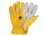 a pair of classic work gloves focused on the grain deerskin backs